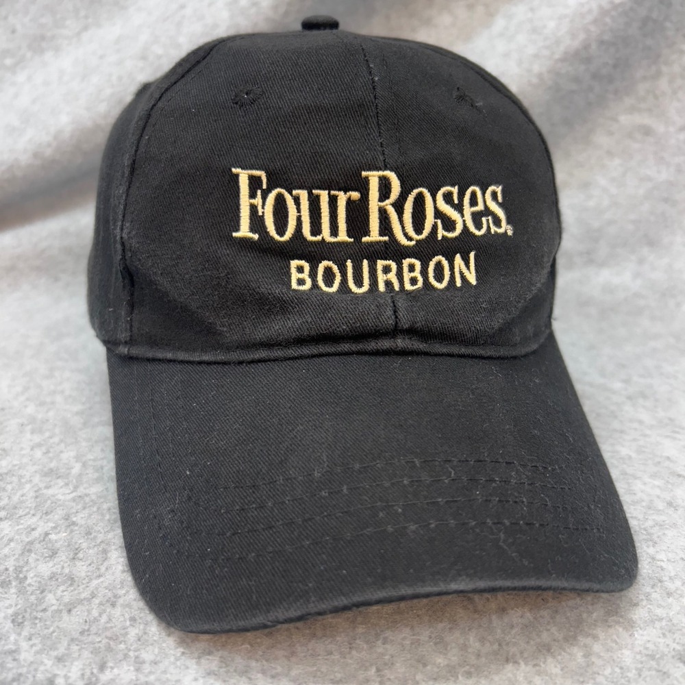 Four Roses Bourbon Mens Black CapAmerica Hat Adjustable Strap OSFM